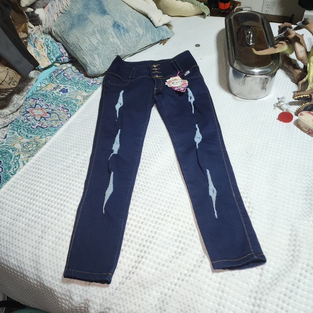 ROXY JEANS NWT WOMENS SZ 40 LEOANTA COLA DENIM HIGH WAIST BLUE JEANS PANTS
